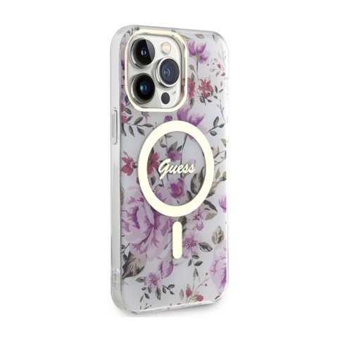 Guess Flower MagSafe - Etui iPhone 14 Pro (Przezroczysty) Guess Flower MagSafe - Etui iPhone 14 Pro (Przezroczysty)