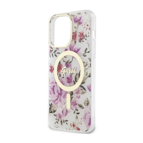 Guess Flower MagSafe - Etui iPhone 14 Pro (Przezroczysty) Guess Flower MagSafe - Etui iPhone 14 Pro (Przezroczysty)