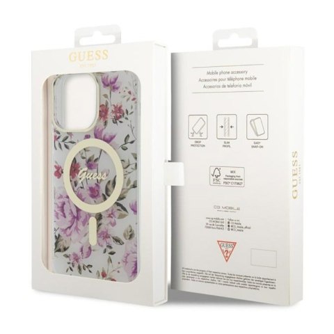 Guess Flower MagSafe - Etui iPhone 14 Pro (Przezroczysty) Guess Flower MagSafe - Etui iPhone 14 Pro (Przezroczysty)