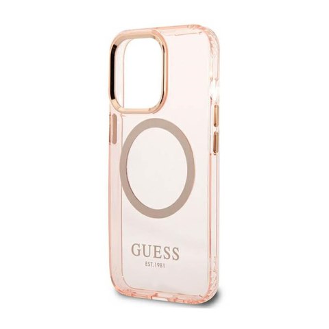 Guess Gold Outline Translucent MagSafe - Etui iPhone 13 Pro Max (różowy) Guess Gold Outline Translucent MagSafe - Etui iPhone 13 Pro Max (różowy)