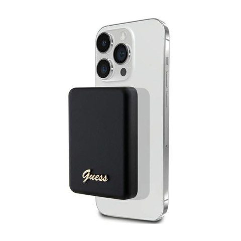 Guess Metal Script Logo MagSafe - Power Bank indukcyjny 3000 mAh 5W MagSafe (czarny) Guess Metal Script Logo MagSafe - Power Bank indukcyjny 3000 mAh 5W MagSafe (czarny)