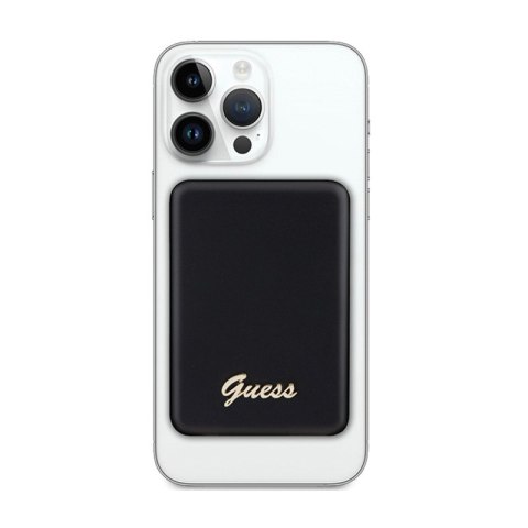 Guess Metal Script Logo MagSafe - Power Bank indukcyjny 3000 mAh 5W MagSafe (czarny) Guess Metal Script Logo MagSafe - Power Bank indukcyjny 3000 mAh 5W MagSafe (czarny)