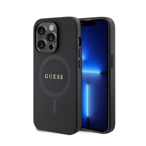 Guess Saffiano MagSafe - Etui iPhone 15 Pro (czarny) Guess Saffiano MagSafe - Etui iPhone 15 Pro (czarny)