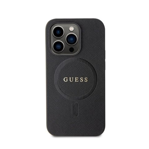 Guess Saffiano MagSafe - Etui iPhone 15 Pro (czarny) Guess Saffiano MagSafe - Etui iPhone 15 Pro (czarny)