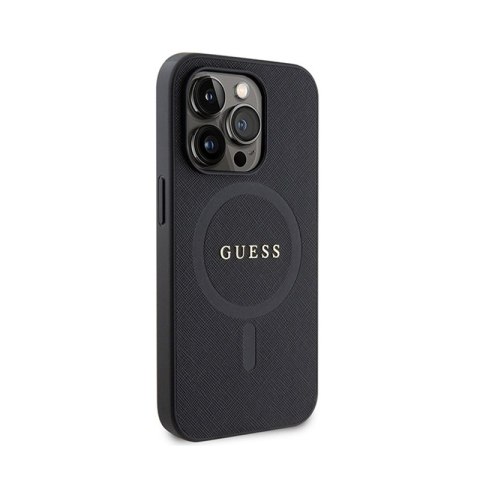 Guess Saffiano MagSafe - Etui iPhone 15 Pro (czarny) Guess Saffiano MagSafe - Etui iPhone 15 Pro (czarny)