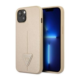Guess Saffiano Triangle Logo Case - Etui iPhone 13 mini (beżowy)