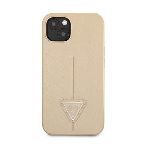 Guess Saffiano Triangle Logo Case - Etui iPhone 13 mini (beżowy) Guess Saffiano Triangle Logo Case - Etui iPhone 13 mini (beżowy)