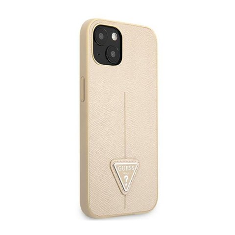 Guess Saffiano Triangle Logo Case - Etui iPhone 13 mini (beżowy) Guess Saffiano Triangle Logo Case - Etui iPhone 13 mini (beżowy)