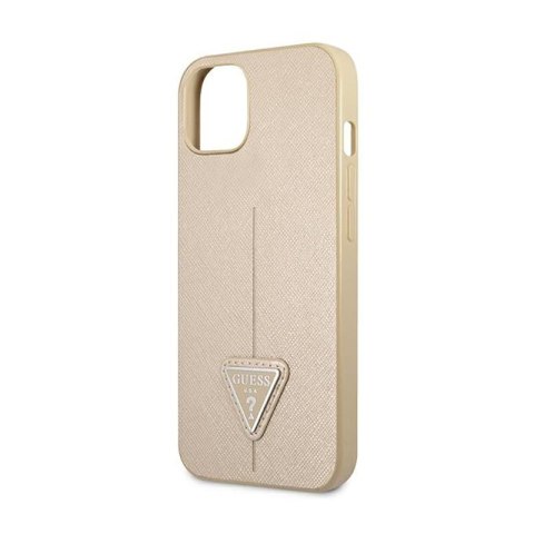 Guess Saffiano Triangle Logo Case - Etui iPhone 13 mini (beżowy) Guess Saffiano Triangle Logo Case - Etui iPhone 13 mini (beżowy)