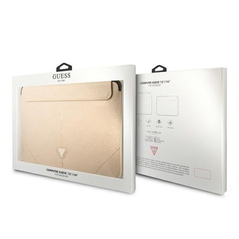 Guess Saffiano Triangle Logo Sleeve - Etui na notebooka 13" / 14" (beżowy) Guess Saffiano Triangle Logo Sleeve - Etui na notebooka 13" / 14" (beżowy)
