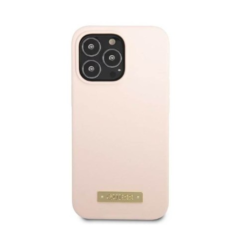 Guess Silicone Logo Plate MagSafe - Etui iPhone 13 Pro (różowy) Guess Silicone Logo Plate MagSafe - Etui iPhone 13 Pro (różowy)