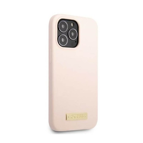 Guess Silicone Logo Plate MagSafe - Etui iPhone 13 Pro (różowy) Guess Silicone Logo Plate MagSafe - Etui iPhone 13 Pro (różowy)