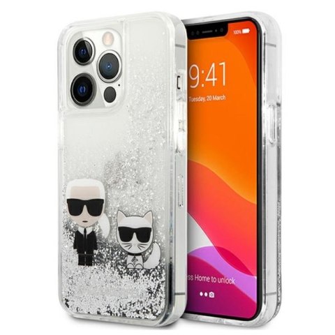 Karl Lagerfeld Liquid Glitter Karl & Choupette - Etui iPhone 13 Pro (srebrny) Karl Lagerfeld Liquid Glitter Karl & Choupette - Etui iPhone 13 Pro (srebrny)
