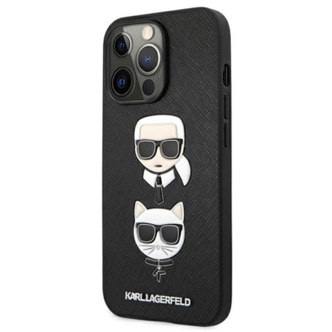 Karl Lagerfeld Saffiano Karl & Choupette Embossed Heads - Etui iPhone 13 Pro (czarny) Karl Lagerfeld Saffiano Karl & Choupette Embossed Heads - Etui iPhone 13 Pro (czarny)