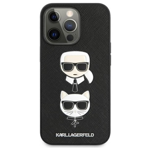 Karl Lagerfeld Saffiano Karl & Choupette Embossed Heads - Etui iPhone 13 Pro (czarny) Karl Lagerfeld Saffiano Karl & Choupette Embossed Heads - Etui iPhone 13 Pro (czarny)