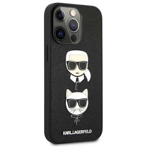 Karl Lagerfeld Saffiano Karl & Choupette Embossed Heads - Etui iPhone 13 Pro (czarny) Karl Lagerfeld Saffiano Karl & Choupette Embossed Heads - Etui iPhone 13 Pro (czarny)