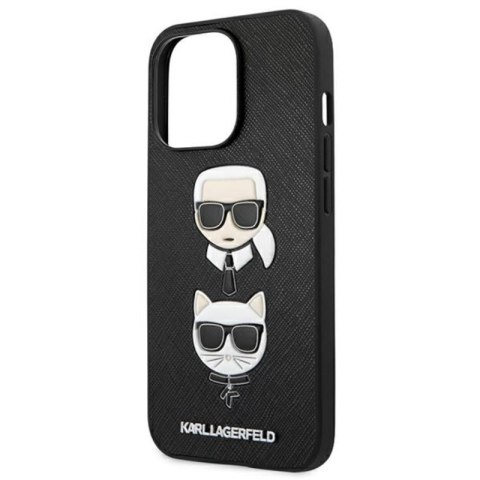 Karl Lagerfeld Saffiano Karl & Choupette Embossed Heads - Etui iPhone 13 Pro (czarny) Karl Lagerfeld Saffiano Karl & Choupette Embossed Heads - Etui iPhone 13 Pro (czarny)