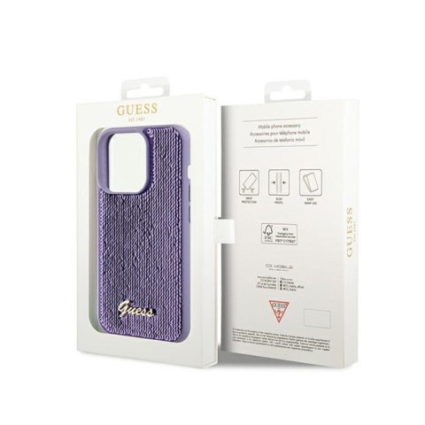 Guess Sequin Script Metal - Etui iPhone 14 Pro Max (fioletowy) Guess Sequin Script Metal - Etui iPhone 14 Pro Max (fioletowy)