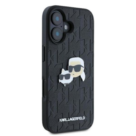 Karl Lagerfeld Monogram Karl & Choupette Head Pin - Etui iPhone 16 (czarny) Karl Lagerfeld Monogram Karl & Choupette Head Pin - Etui iPhone 16 (czarny)