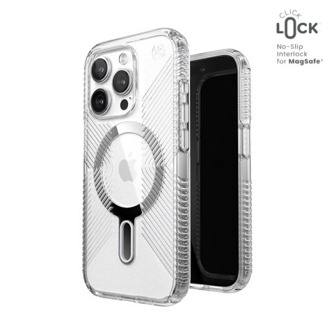 Speck Presidio Perfect-Clear Grip ClickLock & MagSafe - Etui iPhone 15 Pro (Clear / Chrome Finish / Serene Silver) Speck Presidio Perfect-Clear Grip ClickLock & MagSafe - Etui iPhone 15 Pro (Clear / Chrome Finish / Serene Silver)