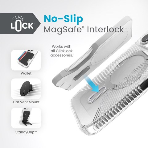 Speck Presidio Perfect-Clear Grip ClickLock & MagSafe - Etui iPhone 15 Pro (Clear / Chrome Finish / Serene Silver) Speck Presidio Perfect-Clear Grip ClickLock & MagSafe - Etui iPhone 15 Pro (Clear / Chrome Finish / Serene Silver)