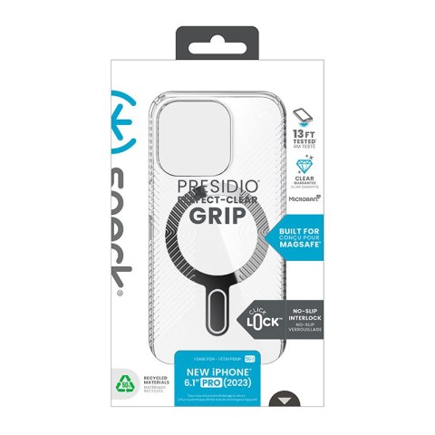 Speck Presidio Perfect-Clear Grip ClickLock & MagSafe - Etui iPhone 15 Pro (Clear / Chrome Finish / Serene Silver) Speck Presidio Perfect-Clear Grip ClickLock & MagSafe - Etui iPhone 15 Pro (Clear / Chrome Finish / Serene Silver)