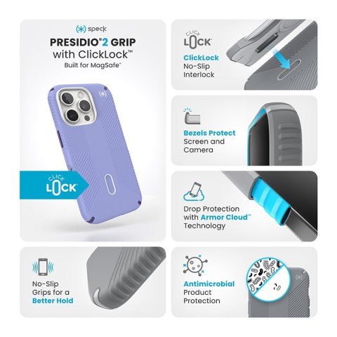 Speck Presidio2 Grip ClickLock & MagSafe - Etui iPhone 16 Pro (Future Lavender / Cassis Purple / White) Speck Presidio2 Grip ClickLock & MagSafe - Etui iPhone 16 Pro (Future Lavender / Cassis Purple / White)