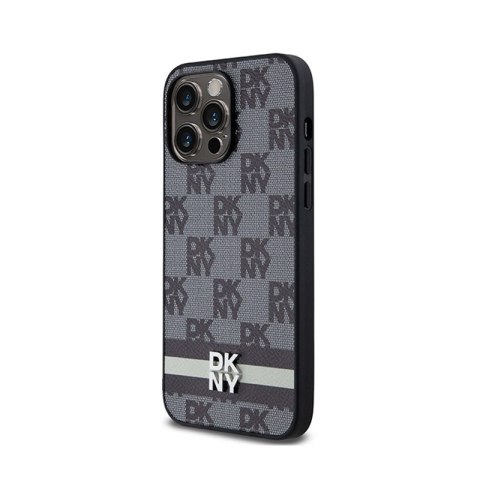 DKNY Leather Checkered Mono Pattern & Printed Stripes - Etui iPhone 14 Pro Max (czarny) DKNY Leather Checkered Mono Pattern & Printed Stripes - Etui iPhone 14 Pro Max (czarny)
