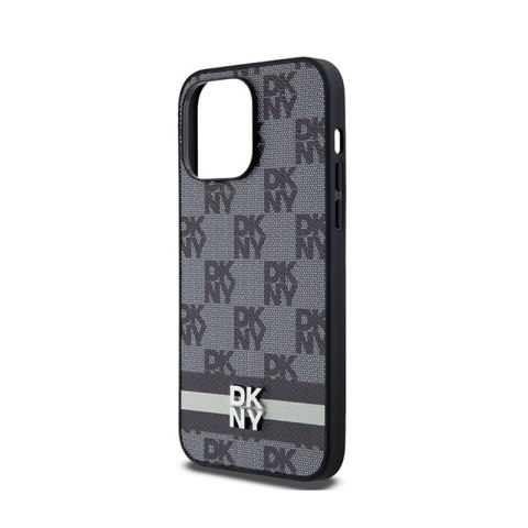DKNY Leather Checkered Mono Pattern & Printed Stripes - Etui iPhone 14 Pro Max (czarny) DKNY Leather Checkered Mono Pattern & Printed Stripes - Etui iPhone 14 Pro Max (czarny)