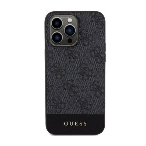 Guess 4G Bottom Stripe Metal Logo Collection - Etui iPhone 15 Pro Max (szary) Guess 4G Bottom Stripe Metal Logo Collection - Etui iPhone 15 Pro Max (szary)