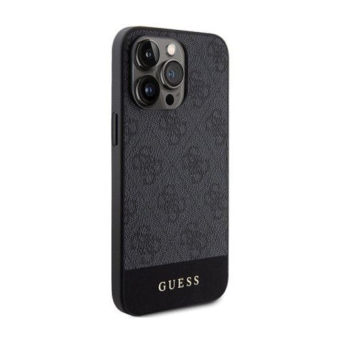 Guess 4G Bottom Stripe Metal Logo Collection - Etui iPhone 15 Pro Max (szary) Guess 4G Bottom Stripe Metal Logo Collection - Etui iPhone 15 Pro Max (szary)