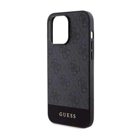 Guess 4G Bottom Stripe Metal Logo Collection - Etui iPhone 15 Pro Max (szary) Guess 4G Bottom Stripe Metal Logo Collection - Etui iPhone 15 Pro Max (szary)