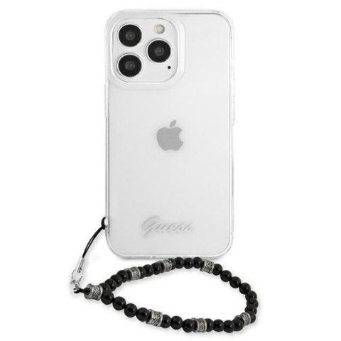 Guess Black Pearl Strap - Etui iPhone 13 Pro Max (przezroczysty) Guess Black Pearl Strap - Etui iPhone 13 Pro Max (przezroczysty)