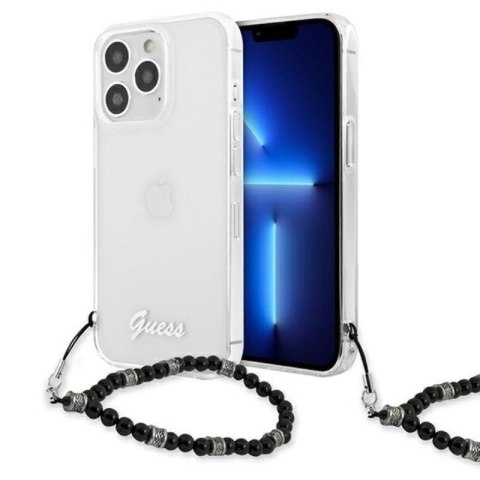 Guess Black Pearl Strap - Etui iPhone 13 Pro (przezroczysty) Guess Black Pearl Strap - Etui iPhone 13 Pro (przezroczysty)