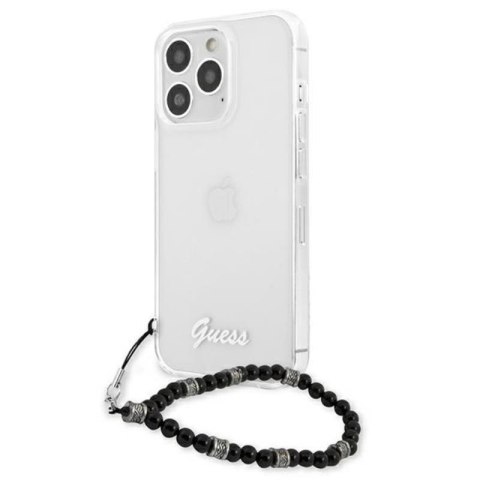 Guess Black Pearl Strap - Etui iPhone 13 Pro (przezroczysty) Guess Black Pearl Strap - Etui iPhone 13 Pro (przezroczysty)
