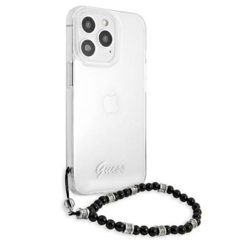 Guess Black Pearl Strap - Etui iPhone 13 Pro (przezroczysty) Guess Black Pearl Strap - Etui iPhone 13 Pro (przezroczysty)