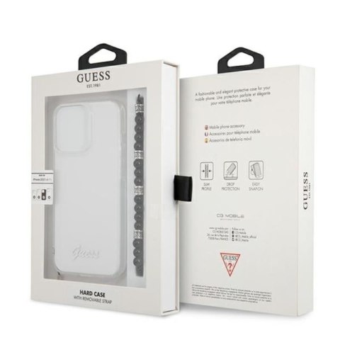 Guess Black Pearl Strap - Etui iPhone 13 Pro (przezroczysty) Guess Black Pearl Strap - Etui iPhone 13 Pro (przezroczysty)