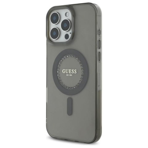 Guess IML Rhinestones MagSafe - Etui iPhone 16 Pro Max (czarny) Guess IML Rhinestones MagSafe - Etui iPhone 16 Pro Max (czarny)