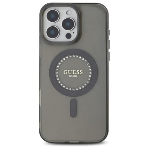 Guess IML Rhinestones MagSafe - Etui iPhone 16 Pro Max (czarny) Guess IML Rhinestones MagSafe - Etui iPhone 16 Pro Max (czarny)