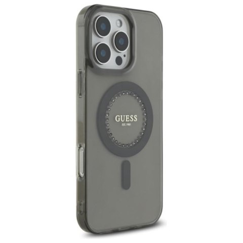 Guess IML Rhinestones MagSafe - Etui iPhone 16 Pro Max (czarny) Guess IML Rhinestones MagSafe - Etui iPhone 16 Pro Max (czarny)