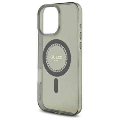 Guess IML Rhinestones MagSafe - Etui iPhone 16 Pro Max (czarny) Guess IML Rhinestones MagSafe - Etui iPhone 16 Pro Max (czarny)