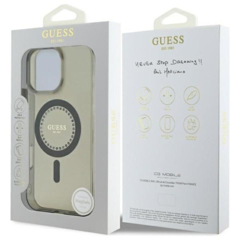 Guess IML Rhinestones MagSafe - Etui iPhone 16 Pro Max (czarny) Guess IML Rhinestones MagSafe - Etui iPhone 16 Pro Max (czarny)