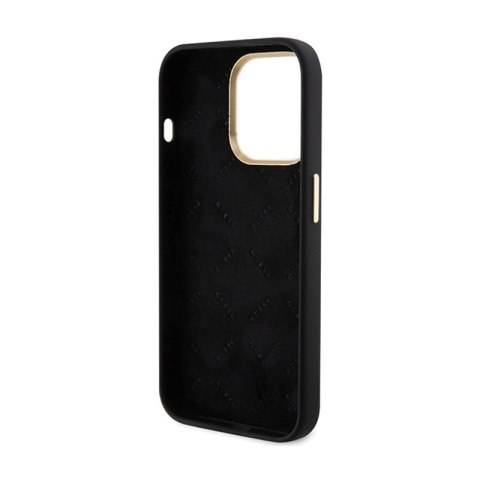 Guess Silicone Script Metal Logo & Frame - Etui iPhone 15 Pro (czarny) Guess Silicone Script Metal Logo & Frame - Etui iPhone 15 Pro (czarny)