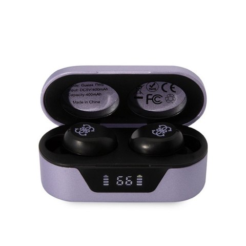 Guess True Wireless Earphones BT5.0 5H - Słuchawki TWS + etui ładujące (fioletowy) Guess True Wireless Earphones BT5.0 5H - Słuchawki TWS + etui ładujące (fioletowy)