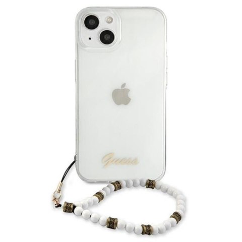 Guess White Pearl Strap - Etui iPhone 13 Mini (przezroczysty) Guess White Pearl Strap - Etui iPhone 13 Mini (przezroczysty)