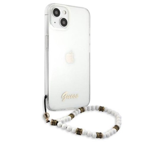 Guess White Pearl Strap - Etui iPhone 13 Mini (przezroczysty) Guess White Pearl Strap - Etui iPhone 13 Mini (przezroczysty)
