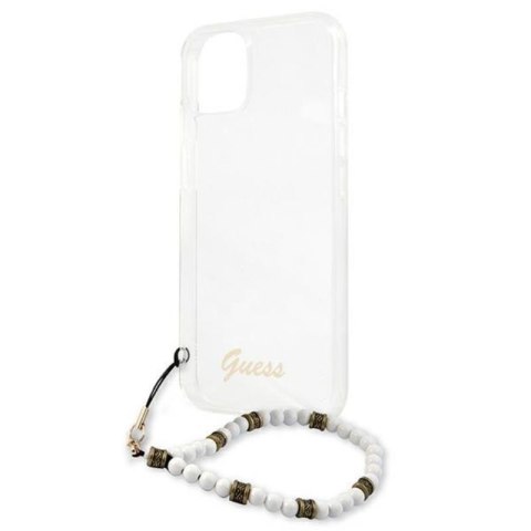 Guess White Pearl Strap - Etui iPhone 13 Mini (przezroczysty) Guess White Pearl Strap - Etui iPhone 13 Mini (przezroczysty)