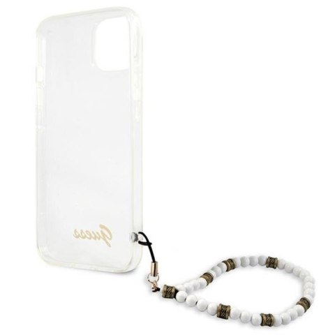 Guess White Pearl Strap - Etui iPhone 13 Mini (przezroczysty) Guess White Pearl Strap - Etui iPhone 13 Mini (przezroczysty)