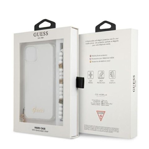 Guess White Pearl Strap - Etui iPhone 13 Mini (przezroczysty) Guess White Pearl Strap - Etui iPhone 13 Mini (przezroczysty)