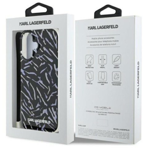Karl Lagerfeld Zebra With Cord - Etui iPhone 16 Plus (fioletowy) Karl Lagerfeld Zebra With Cord - Etui iPhone 16 Plus (fioletowy)